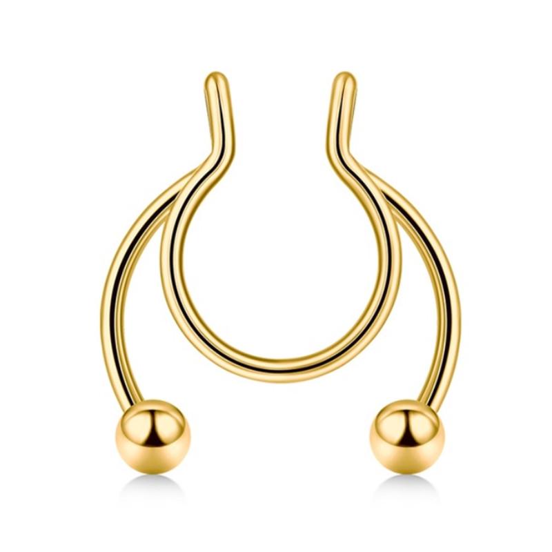 1 Stück Damen Fake Septum Nasenstecker Bunter Nasenring Schmuck Edelstahl Nicht Piercing gold von Joom DACH