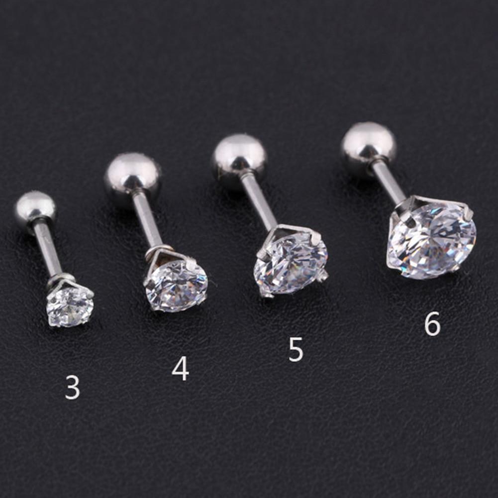 1 Stück Edelstahl Kristall Zirkon Ohrstecker Ohrringe für Damen/Herren 4 Zinken Tragus Knorpel Piercing Schmuck 6mm silber von Joom DACH