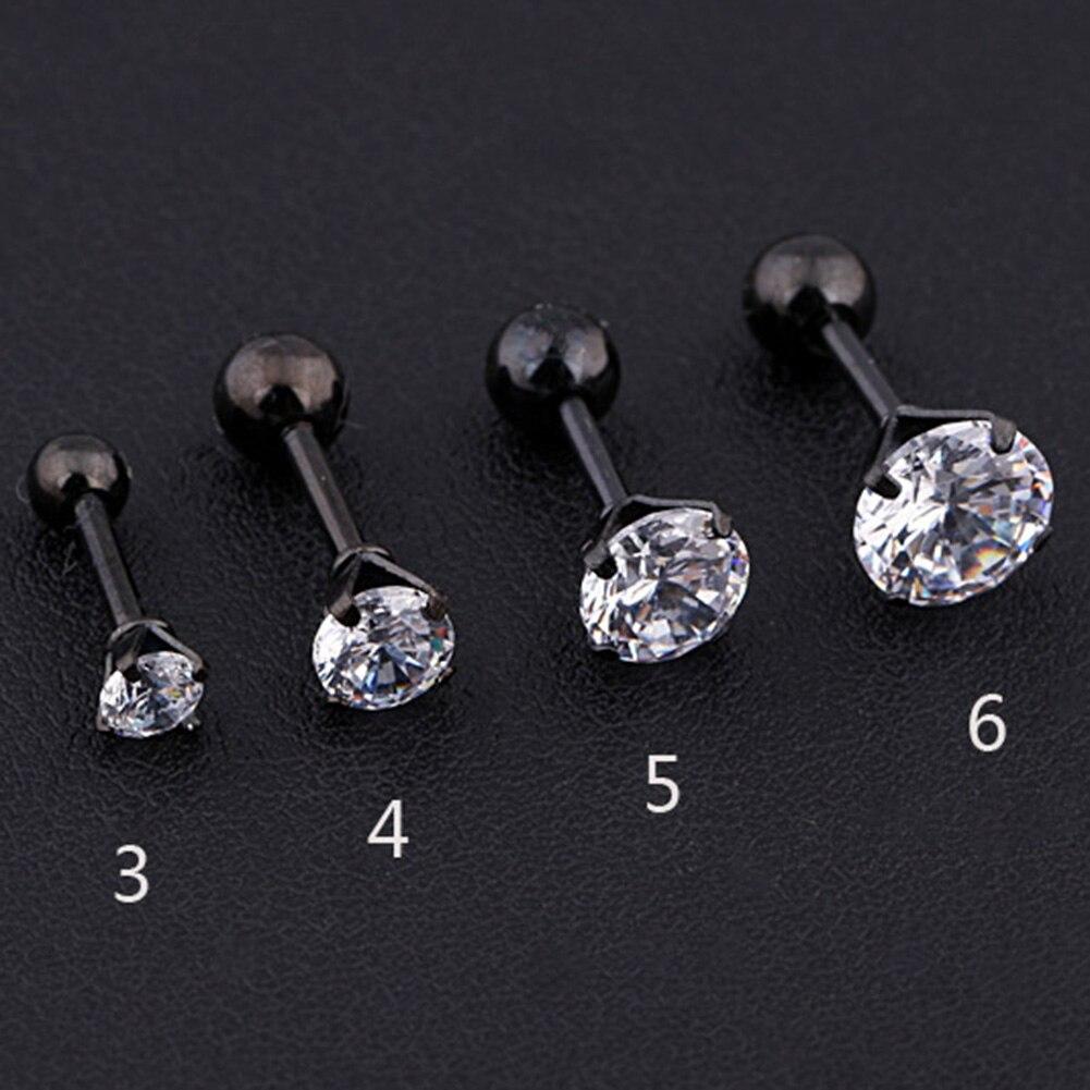 1 Stück Edelstahl Kristall Zirkon Ohrstecker Ohrringe für Damen/Herren 4 Zinken Tragus Knorpel Piercing Schmuck 6mm schwarz von Joom DACH