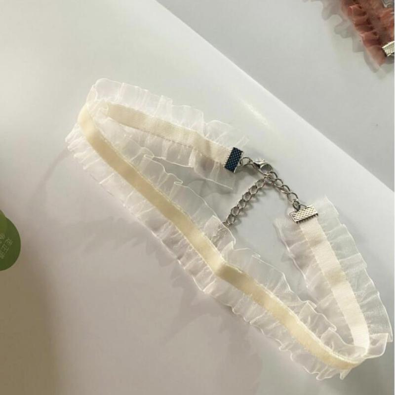 1 Stück Elegantes Retro 90er Weißes Spitzen Elastisches Tattoo Chokers Halsband Halskette Damen Party Schmuck Accessoires von Joom DACH