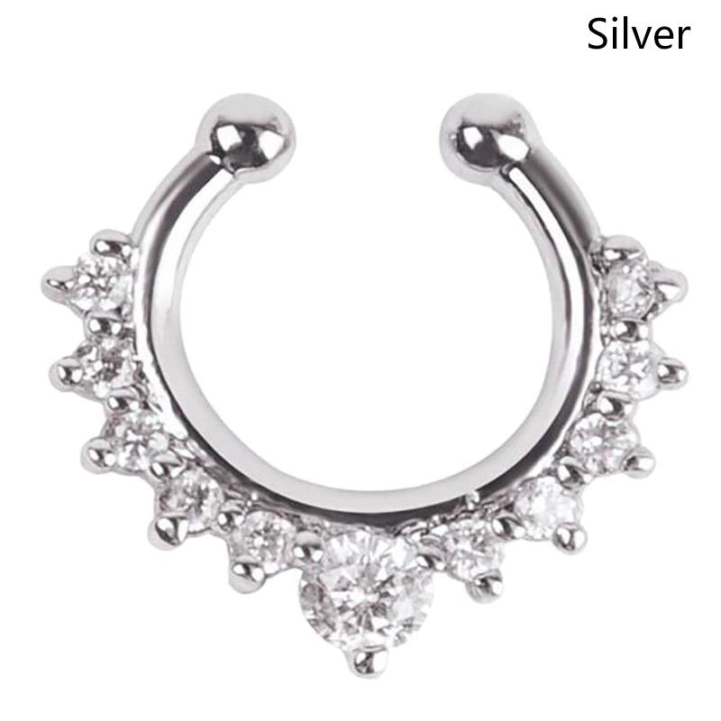 1 Stück Fake Piercing Nasenring für Damen Clip Septum Rock Hip Hop Punk Körperschmuck Fake Perforation Nasenstecker silber von Joom DACH