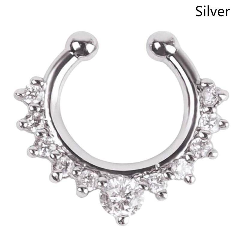 1 Stück Fake Piercing Nasenring für Damen Clip Septum Rock Hip Hop Punk Körperschmuck Fake Perforation Nasenstecker silber von Joom DACH