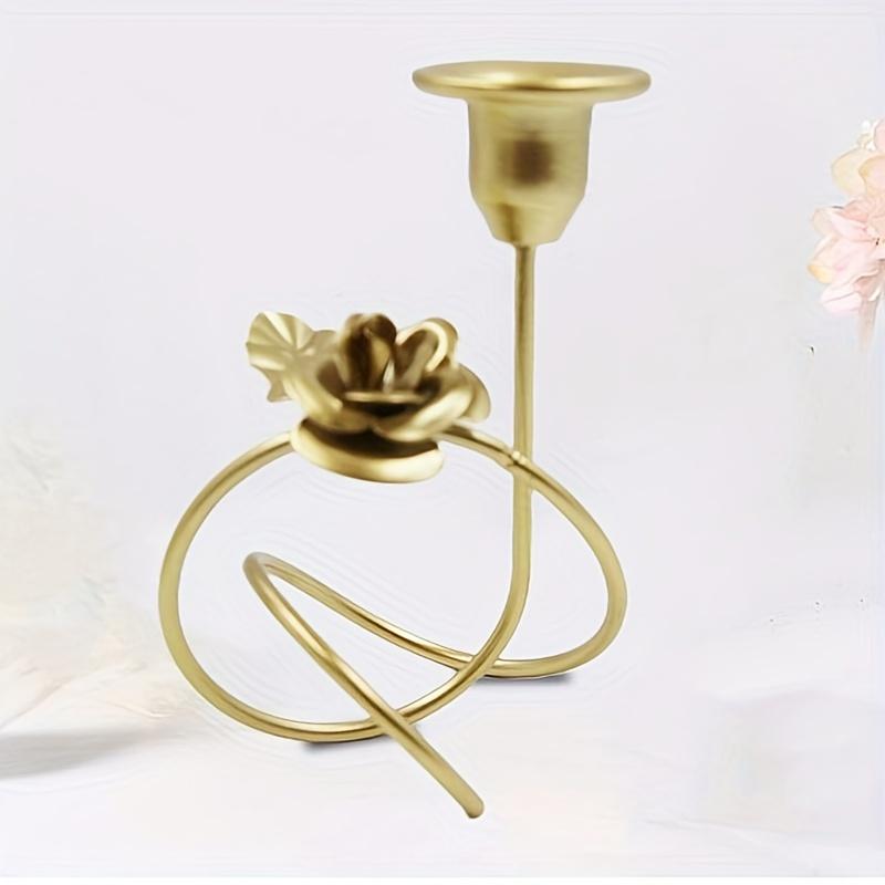 1 Stück Gebogener Geometrischer Eisen Blumen Kerzenständer Dekoration, Geeignet für Alle Arten von Partys, Abendessen, Hochzeiten Pack of 1 von Joom DACH