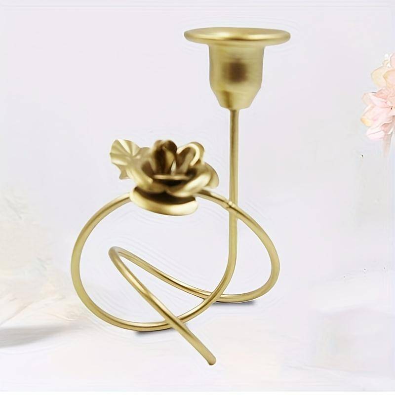 1 Stück Gebogener Geometrischer Eisen Blumen Kerzenständer Dekoration, Geeignet für Alle Arten von Partys, Abendessen, Hochzeiten Pack of 1 von Joom DACH