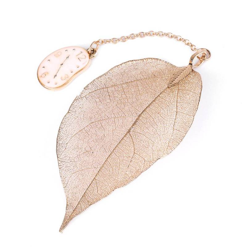 1 Stück Gold Metall Blatt Lesezeichen mit Anhänger für Buch Papier Lesen Uhr von Joom DACH