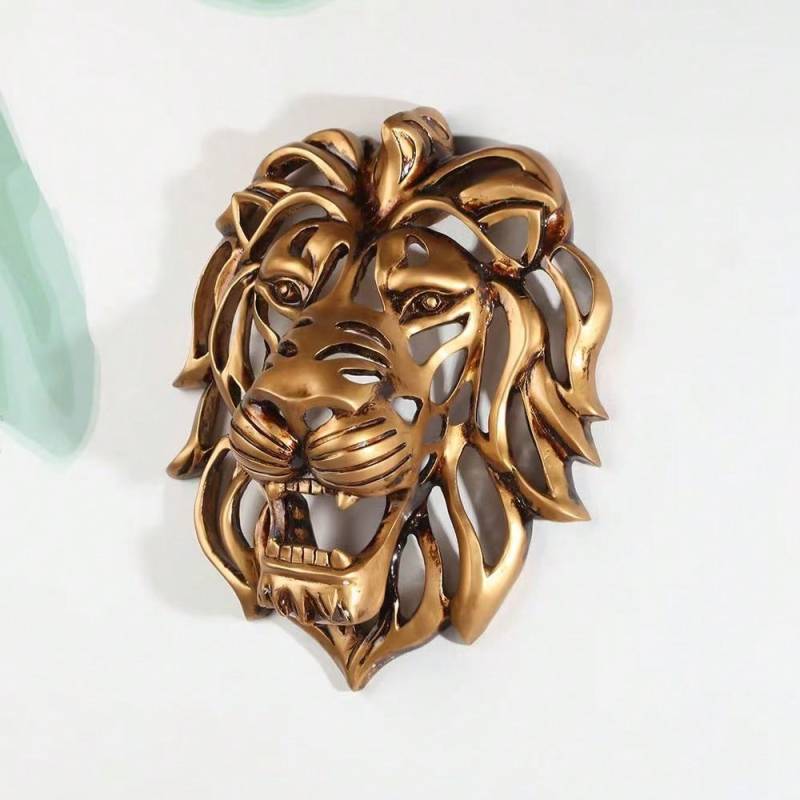 1 Stück Große Harz Löwenkopf Skulptur Wanddeko - Kreative Dekoration für Garten, Wohnzimmer und Schlafzimmer one-size gold von Joom DACH