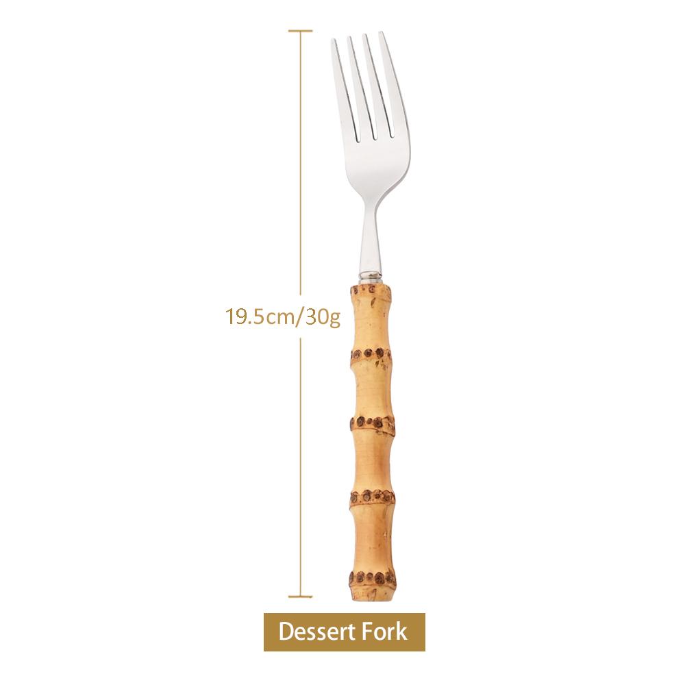 1 Stück Holz Bambus Griff Besteck 304 Edelstahl Geschirr Serviergabel Löffel Salat Kuchen Gabel Löffel Kaffeelöffel Geschirr 1Pc Dessert Fork silber von Joom DACH