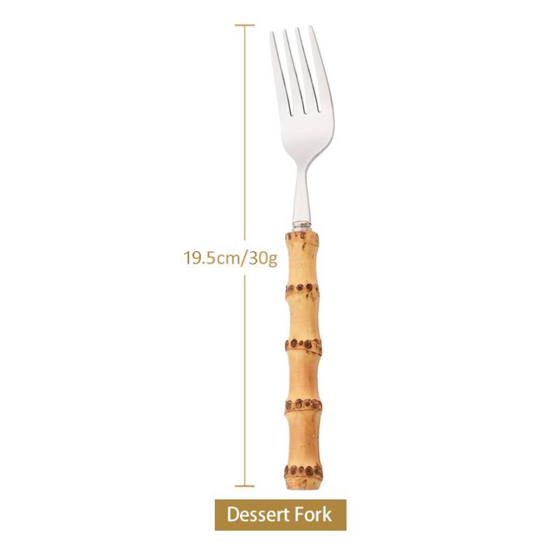 1 Stück Holz Bambus Griff Besteck 304 Edelstahl Geschirr Serviergabel Löffel Salat Kuchen Gabel Löffel Kaffeelöffel Geschirr 1Pc Dessert Fork silber von Joom DACH