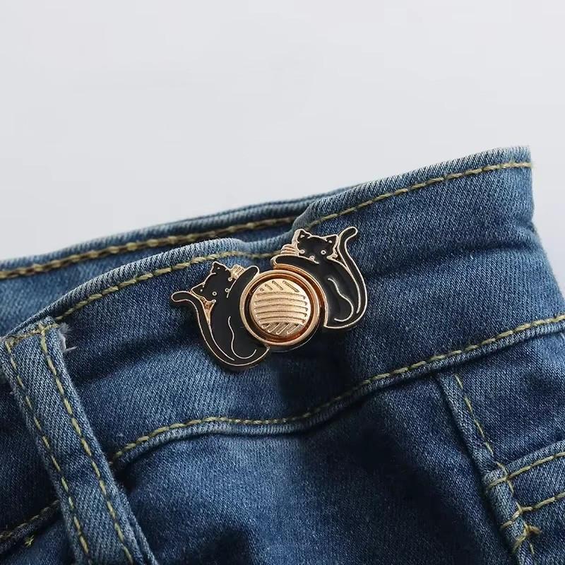 1 Stück Jeansschnalle, Taillenverschluss, Taillenknopf festziehen, abnehmbare Metallstifte, verstellbarer Taillenclip, Ornamentknopf, Gürtelschnalle von Joom DACH