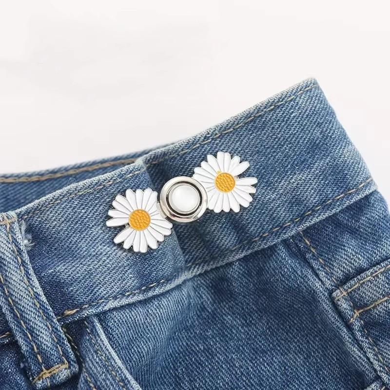 1 Stück Jeansschnalle, Taillenverschluss, Taillenknopf festziehen, abnehmbare Metallstifte, verstellbarer Taillenclip, Ornamentknopf, Gürtelschnalle von Joom DACH