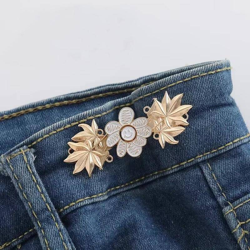 1 Stück Jeansschnalle, Taillenverschluss, Taillenknopf festziehen, abnehmbare Metallstifte, verstellbarer Taillenclip, Ornamentknopf, Gürtelschnalle von Joom DACH