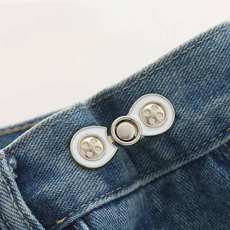 1 Stück Jeansschnalle, Taillenverschluss, Taillenknopf festziehen, abnehmbare Metallstifte, verstellbarer Taillenclip, Ornamentknopf, Gürtelschnalle von Joom DACH