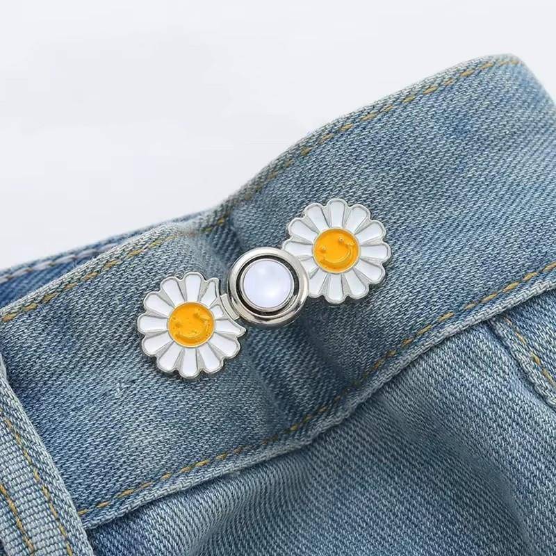 1 Stück Jeansschnalle, Taillenverschluss, Taillenknopf festziehen, abnehmbare Metallstifte, verstellbarer Taillenclip, Ornamentknopf, Gürtelschnalle von Joom DACH