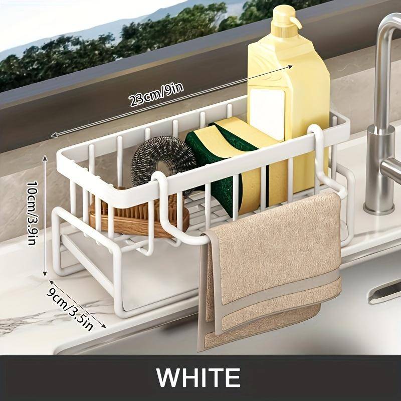 1 Stück Küchenspüle Aufbewahrungsregal, Toiletten-Aufbewahrungsregal, Küchenarmatur-Schwammhalter, Aufbewahrungsregal Waschbecken-Organizer, Abflussregal für Schwamm, weiß von Joom DACH