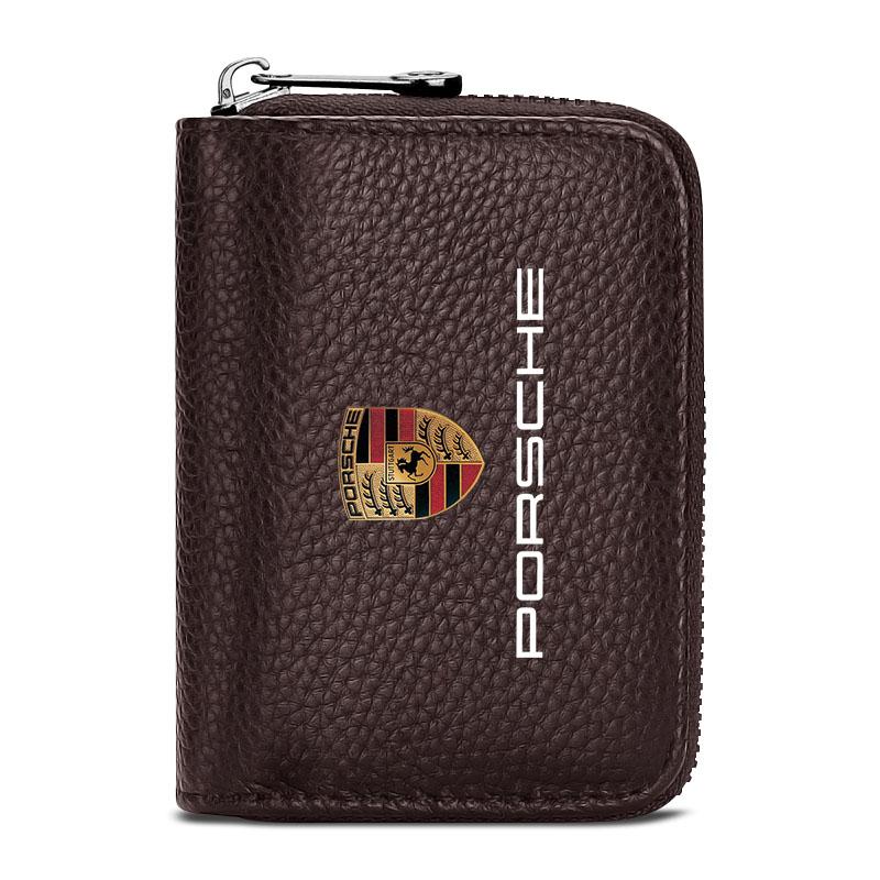 1 Stück Leder Auto Führerschein Ausweis Bankkarte Geldbörse Autozubehör Für Porsche Cayenne Macan 911 Gt3 918 928 944 968 Boxster Panamera braun von Joom DACH