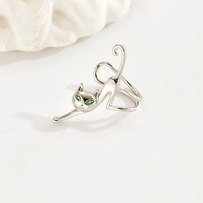 1 Stück Lustiger Kletterkatzen-Clip-Ohrring für Frauen Niedlicher Tier-Grünaugen-Kätzchen-Frosch Ohne Piercing Earbone-Ohrring Party-Schmuck von Joom DACH