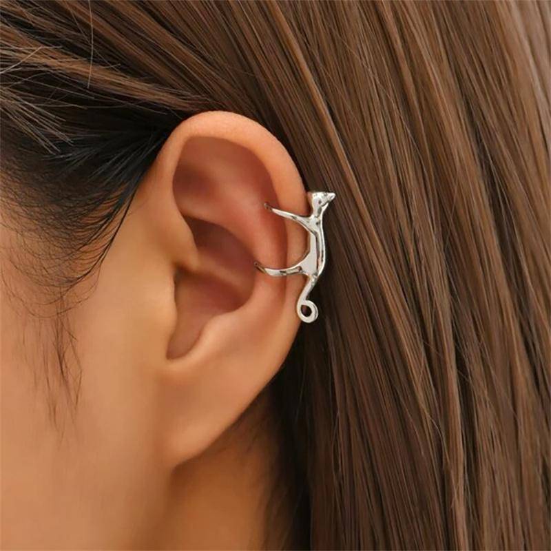 1 Stück Lustiger Kletterkatzen-Clip-Ohrring für Frauen Niedlicher Tier-Grünaugen-Kätzchen-Frosch Ohne Piercing Earbone-Ohrring Party-Schmuck von Joom DACH