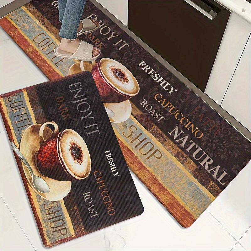 1 Stück Luxus-Küchenmatte mit Kaffee-Print, weich, verdickt, wasserdicht, rutschfest, ölbeständig, Bodenmatte, Läufer, Teppich 40*60cm 1 Stück Luxus-Küchenmatte mit Kaffee-Print, weich, verdickt, wasserdicht, rutschfest, ölbeständig, Bodenmatte, Läufer, Teppich 40*60cm von Joom DACH