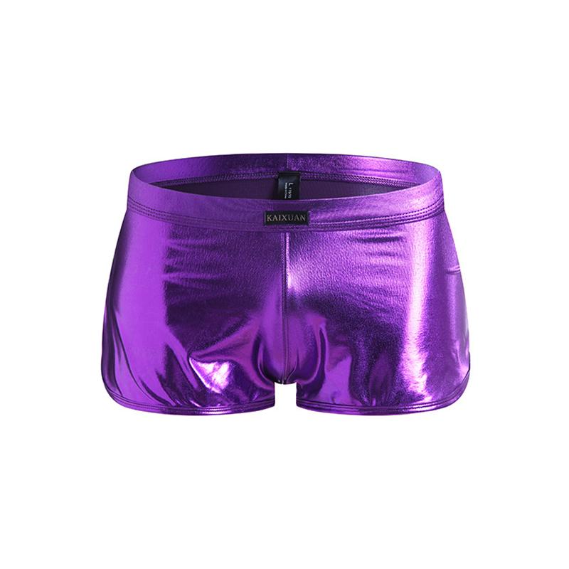 1 Stück Metallic Hipster Trunks Shorts Mode Unterwäsche Sommer Herren Stretch Boxer Einfarbig Glänzend Shorts Polyesterfaser Bademode L violett von Joom DACH