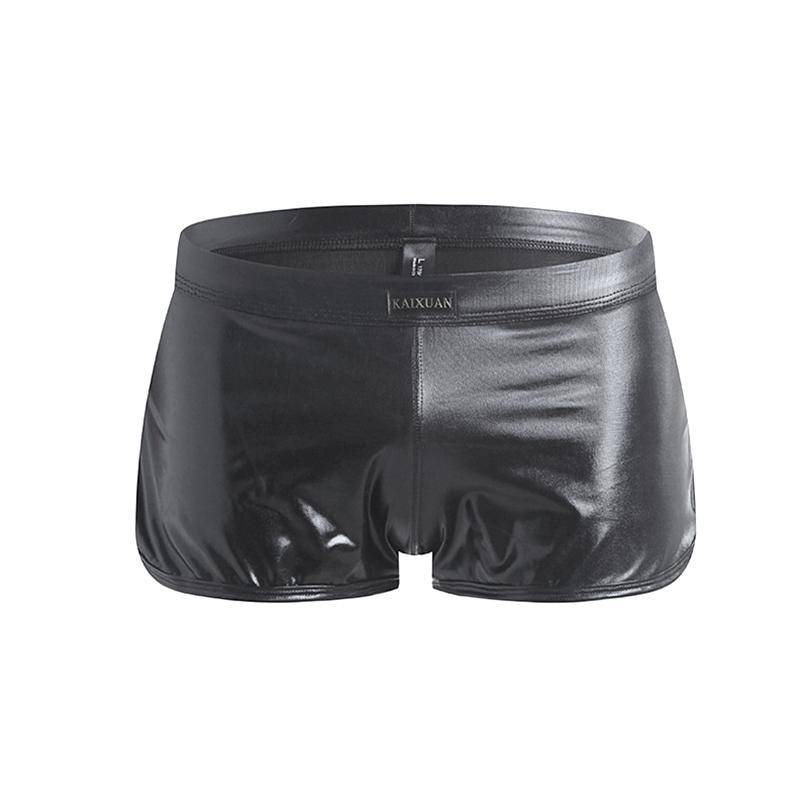 1 Stück Metallic Hipster Trunks Shorts Mode Unterwäsche Sommer Herren Stretch Boxer Einfarbig Glänzend Shorts Polyesterfaser Bademode M schwarz von Joom DACH