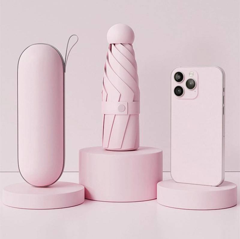 1 Stück Mini-Regenschirm mit UV-Schutz für sonnige und regnerische Tage, tragbar mit UV-Beschichtung und 6 verstärkten Rippen von Joom DACH