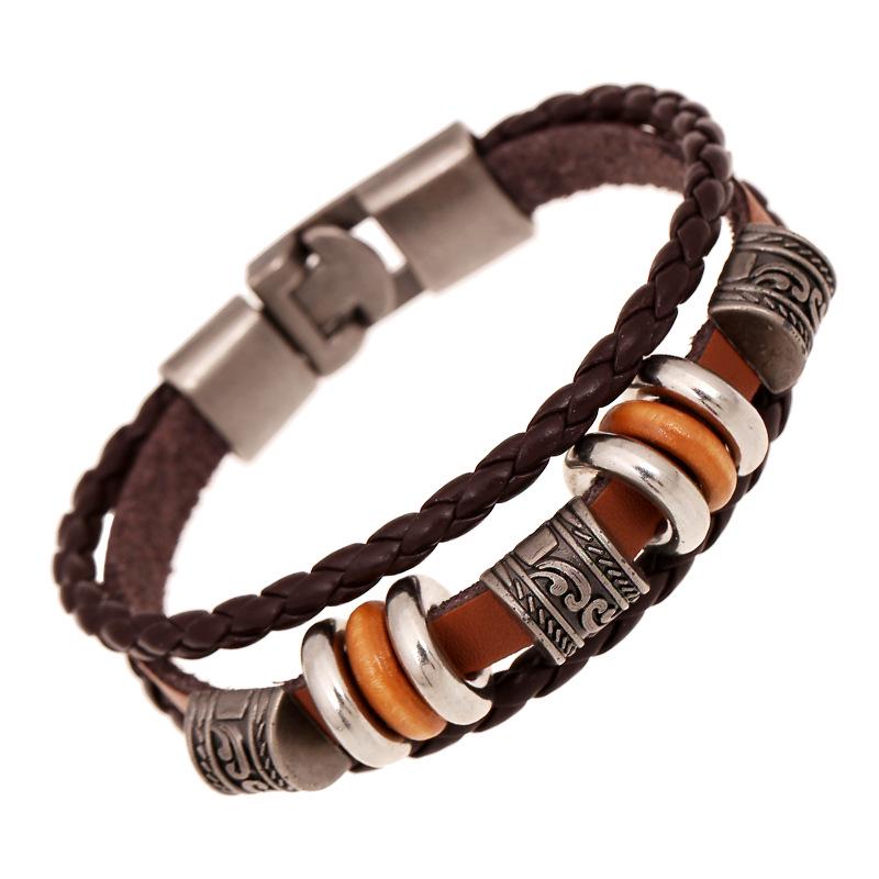 1 Stück Mode PU Leder Armband Schmuck Vintage Stil Für Männer Frauen kaffeebraun von Joom DACH