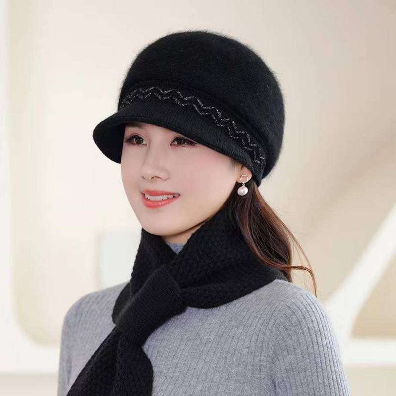 1 Stück Mütze/Herbst- und Wintermütze für Frauen mittleren Alters mit zusätzlicher Samtisolierung, winddicht, Muttermütze one size schwarz von Joom DACH