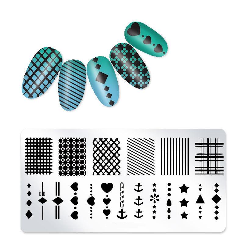 1 Stück Nagelstempelplatte Rechteck Nail Art Stempel Bildvorlage 12 * 4 cm 05 von Joom DACH