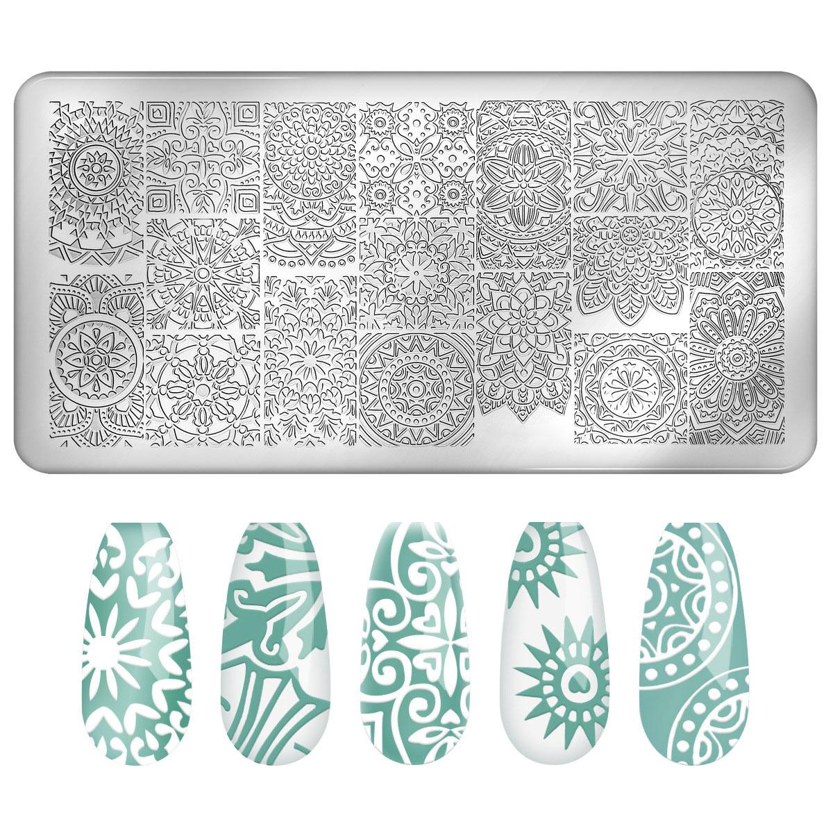 1 Stück Nagelstempelplatte Rechteck Nail Art Stempel Bildvorlage 12 * 4 cm 20 von Joom DACH