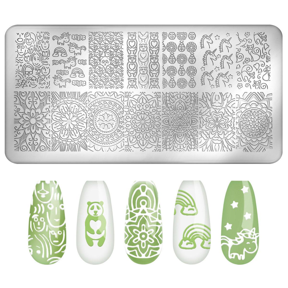 1 Stück Nagelstempelplatte Rechteck Nail Art Stempel Bildvorlage 12 * 4 cm 21 von Joom DACH