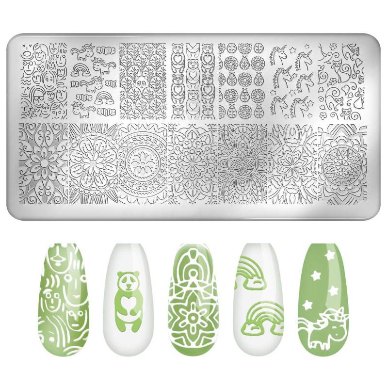 1 Stück Nagelstempelplatte Rechteck Nail Art Stempel Bildvorlage 12 * 4 cm 21 von Joom DACH