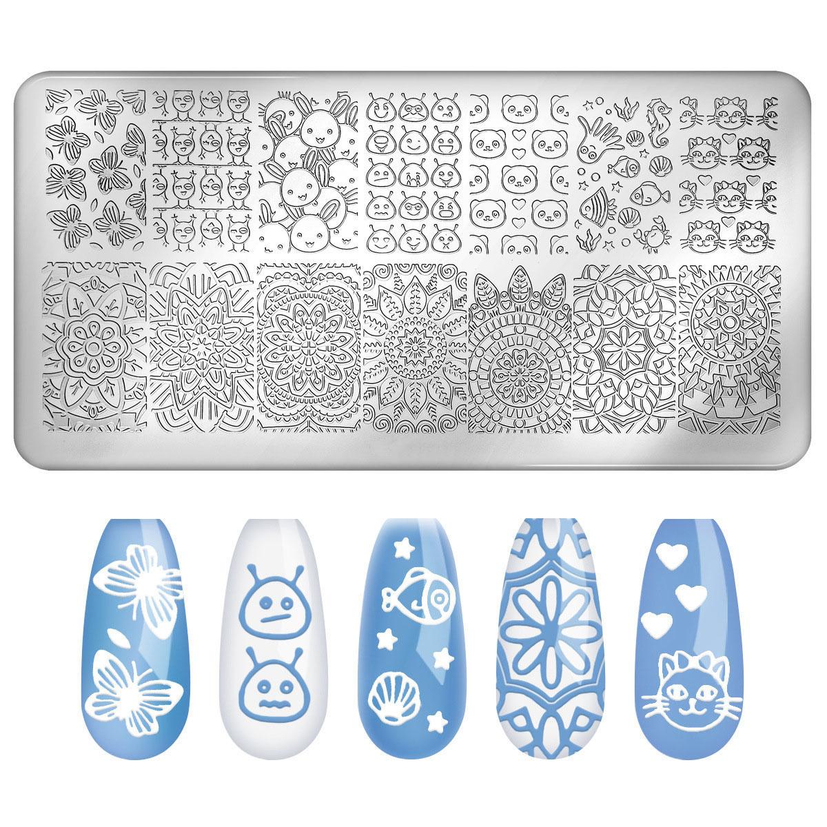 1 Stück Nagelstempelplatte Rechteck Nail Art Stempel Bildvorlage 12 * 4 cm 22 von Joom DACH