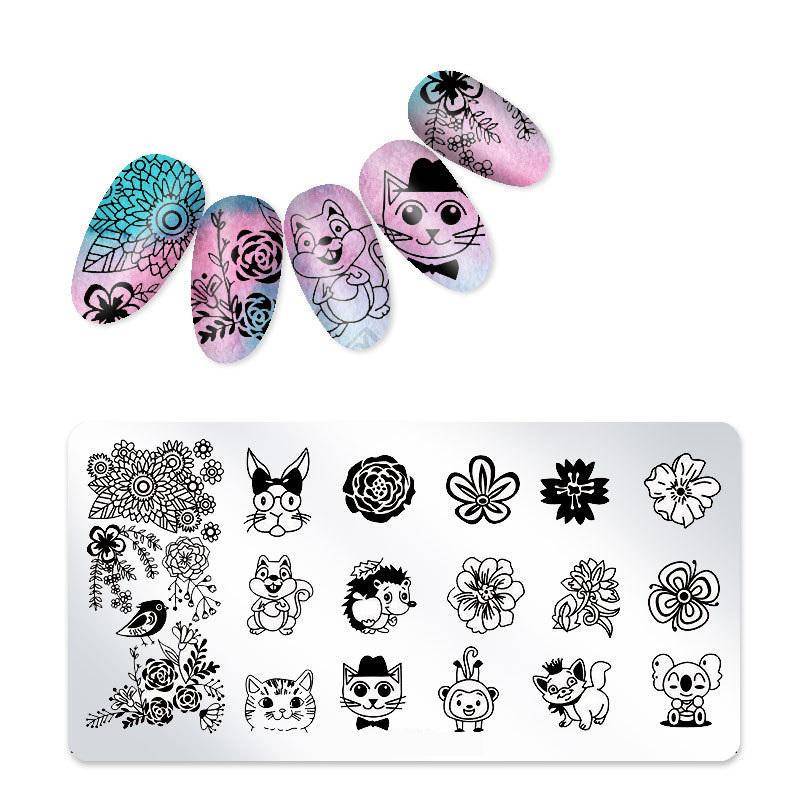 1 Stück Nagelstempelplatte Rechteck Nail Art Stempel Bildvorlage 12 * 4 cm 24 von Joom DACH