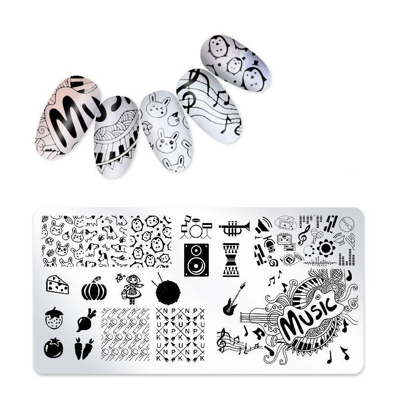 1 Stück Nagelstempelplatte Rechteck Nail Art Stempel Bildvorlage 12 * 4 cm 25 von Joom DACH
