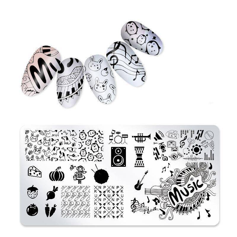1 Stück Nagelstempelplatte Rechteck Nail Art Stempel Bildvorlage 12 * 4 cm 25 von Joom DACH