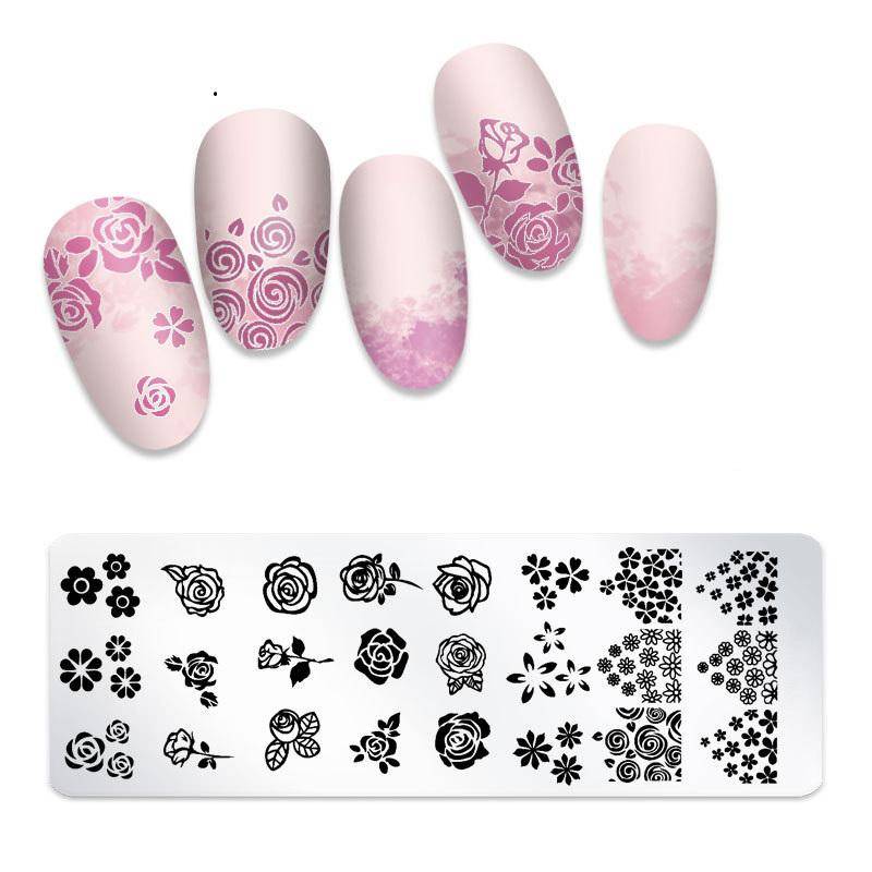 1 Stück Nagelstempelplatte Rechteck Nail Art Stempel Bildvorlage 12 * 4 cm 30 von Joom DACH