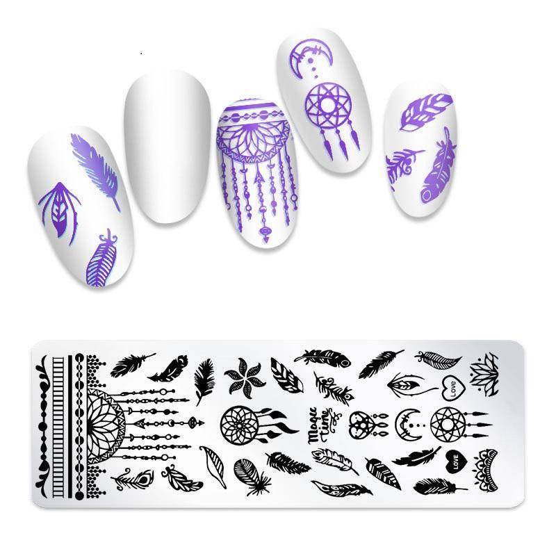 1 Stück Nagelstempelplatte Rechteck Nail Art Stempel Bildvorlage 12 * 4 cm 32 von Joom DACH