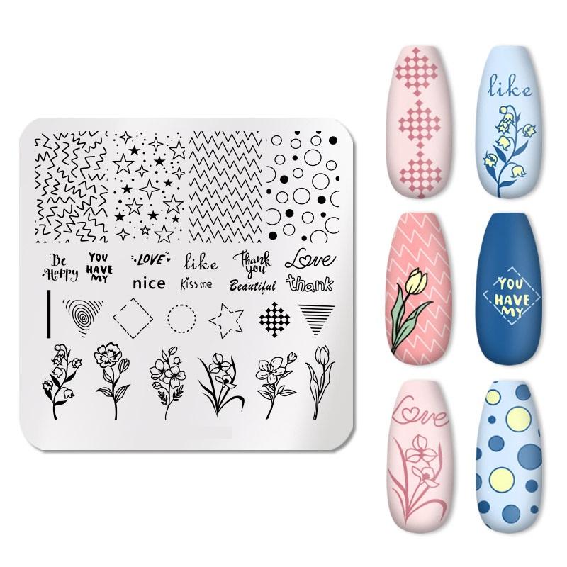 1 Stück Nagelstempelplatten Nail Art Stempel Bildvorlage Edelstahl Nagelkunst F28 bunt von Joom DACH