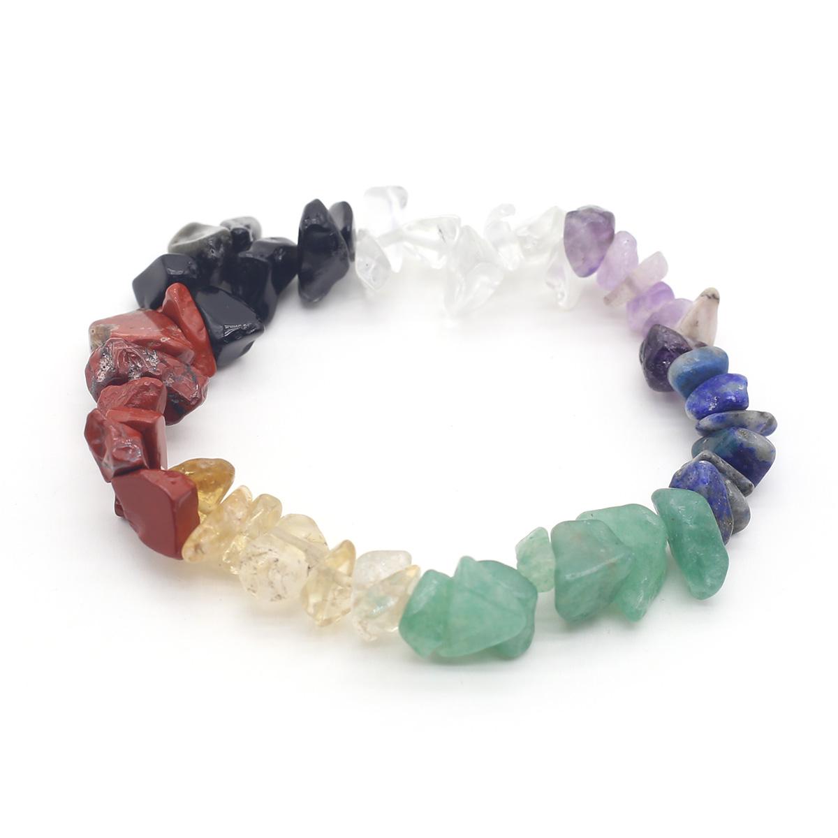 1 Stück Natursteinarmband Unregelmäßiger Kristall Amethyst Achat Fluorit Blau Türkis Opal Armbänder für Damen Herren Schmuck 19 cm 1Pcs/Seven Colors von Joom DACH