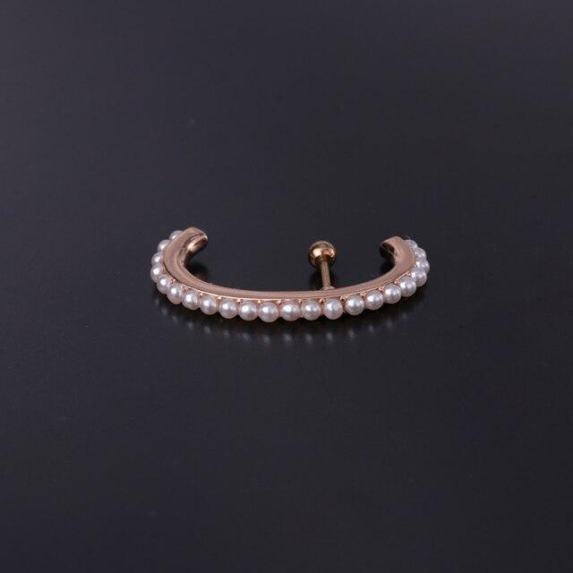 1 Stück Piercing Gebogene Lange Stange Gefälschte Perlen Ohrstecker für Frauen Trend Schmuck 20G Edelstahl Ohrstecker für Teenager von Joom DACH