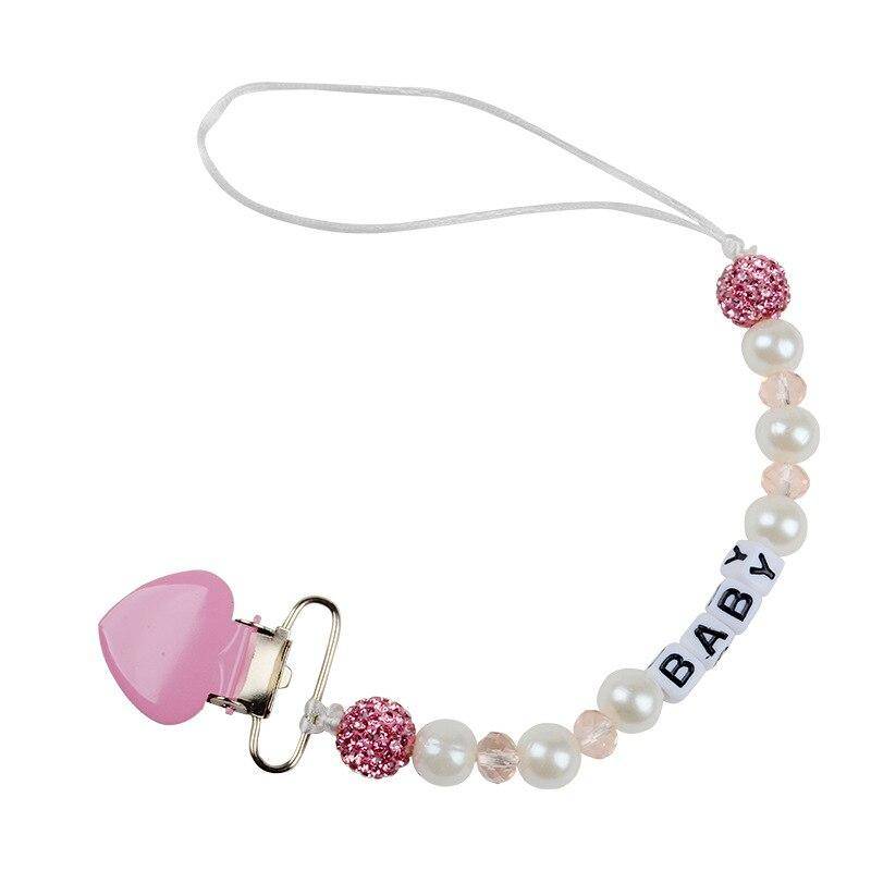 1 Stück Säugling Baby Schnuller Clip Kette Neue Ton Kristall Anti-drop Kette für Baby Junge Mädchen Herz Nippel Clip kette Baby Zeug rosa von Joom DACH
