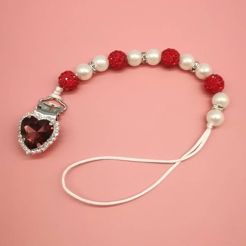 1 Stück Säugling Baby Schnuller Clip Kette Neue Ton Kristall Anti-drop Kette für Baby Junge Mädchen Herz Nippel Clip kette Baby Zeug von Joom DACH