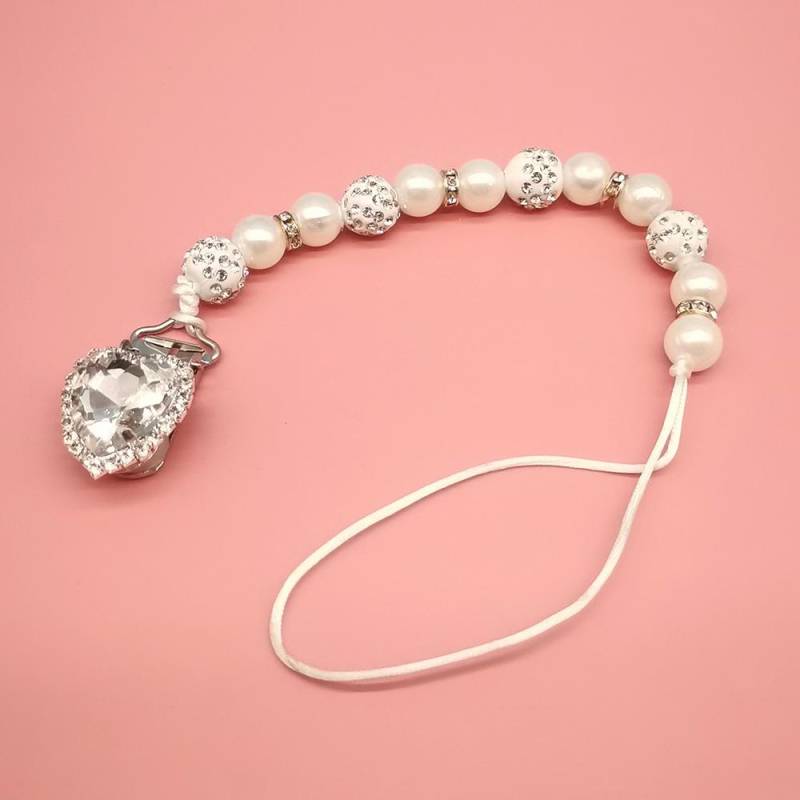 1 Stück Säugling Baby Schnuller Clip Kette Neue Ton Kristall Anti-drop Kette für Baby Junge Mädchen Herz Nippel Clip kette Baby Zeug von Joom DACH