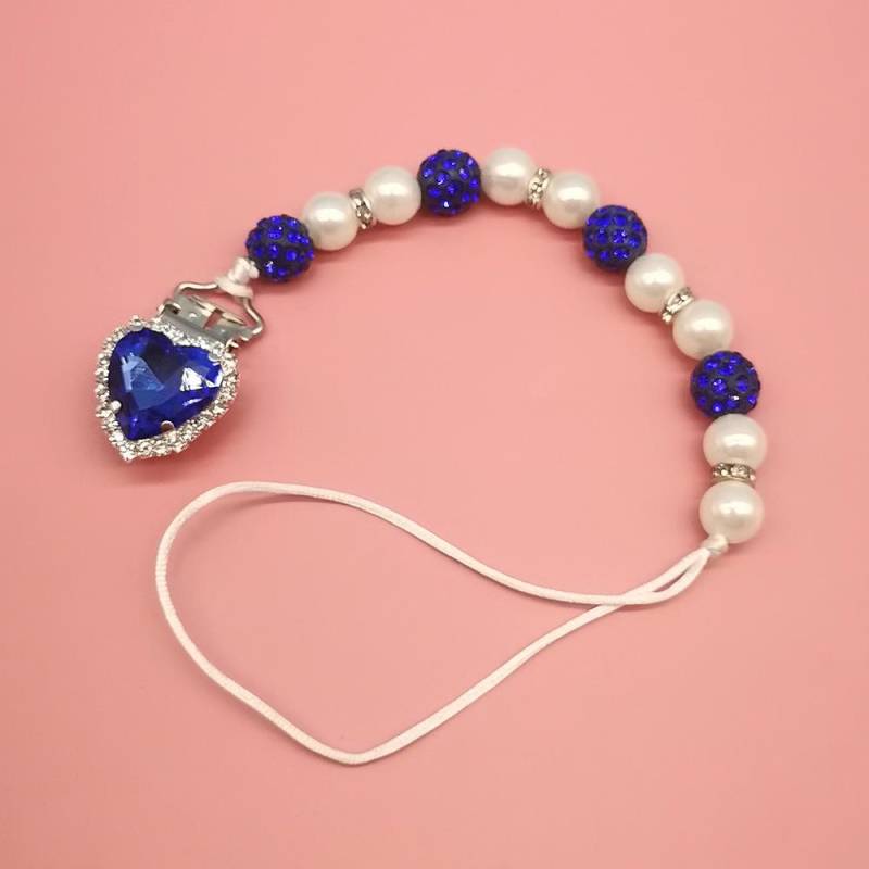 1 Stück Säugling Baby Schnuller Clip Kette Neue Ton Kristall Anti-drop Kette für Baby Junge Mädchen Herz Nippel Clip kette Baby Zeug von Joom DACH