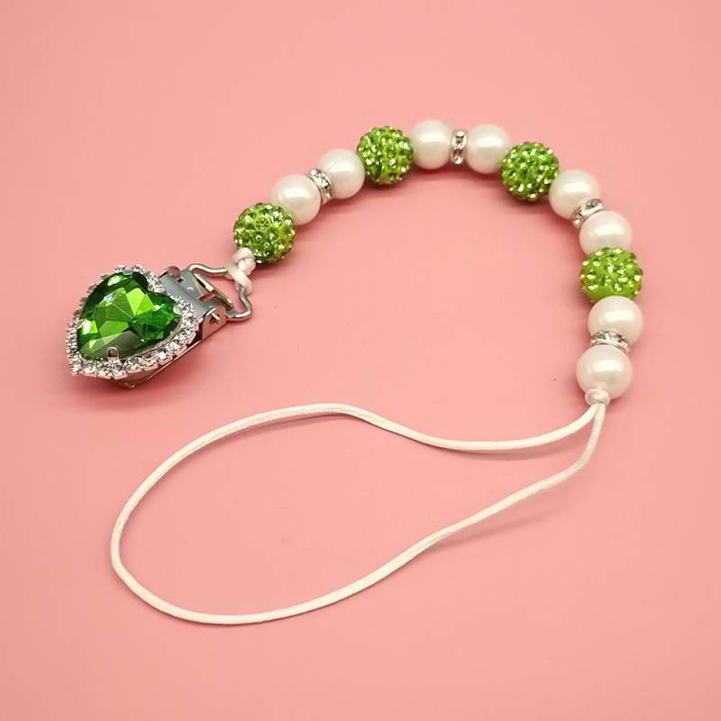 1 Stück Säugling Baby Schnuller Clip Kette Neue Ton Kristall Anti-drop Kette für Baby Junge Mädchen Herz Nippel Clip kette Baby Zeug von Joom DACH