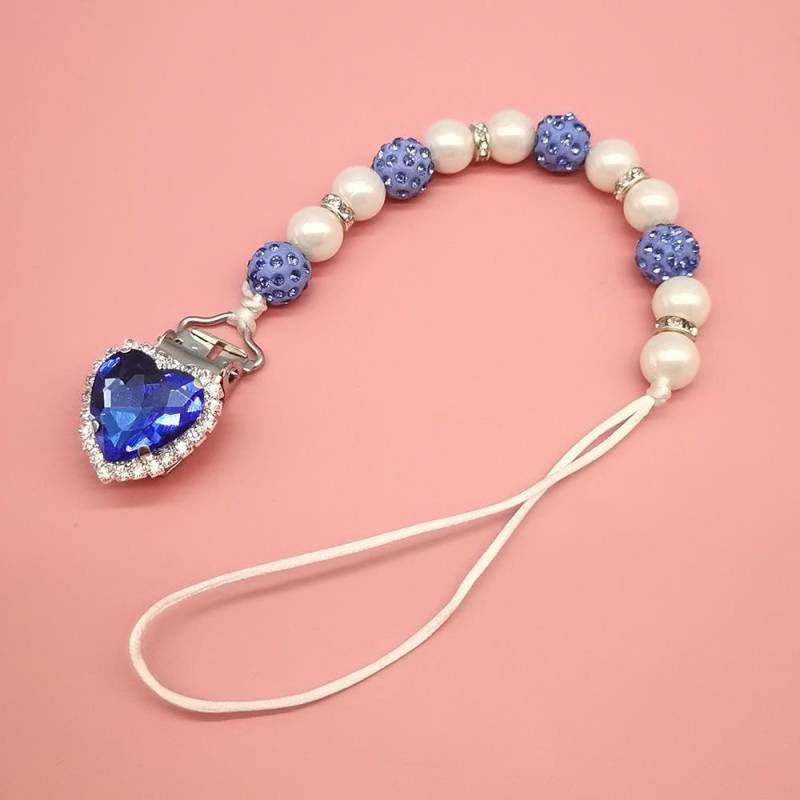 1 Stück Säugling Baby Schnuller Clip Kette Neue Ton Kristall Anti-drop Kette für Baby Junge Mädchen Herz Nippel Clip kette Baby Zeug von Joom DACH