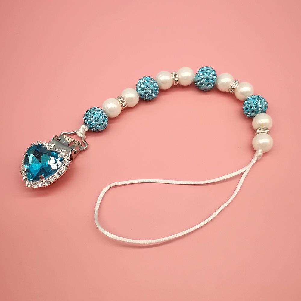 1 Stück Säugling Baby Schnuller Clip Kette Neue Ton Kristall Anti-drop Kette für Baby Junge Mädchen Herz Nippel Clip kette Baby Zeug von Joom DACH