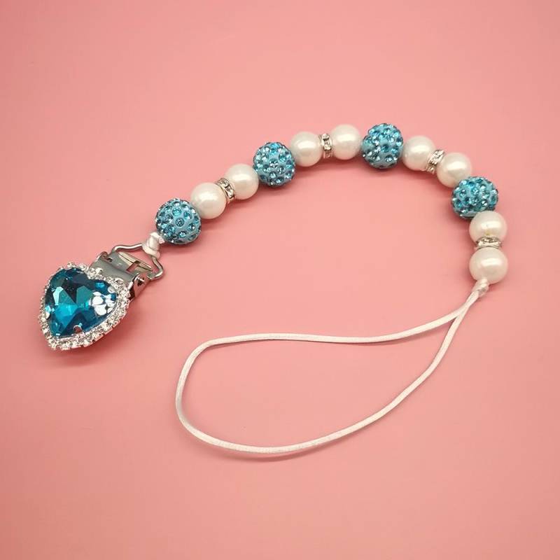 1 Stück Säugling Baby Schnuller Clip Kette Neue Ton Kristall Anti-drop Kette für Baby Junge Mädchen Herz Nippel Clip kette Baby Zeug von Joom DACH