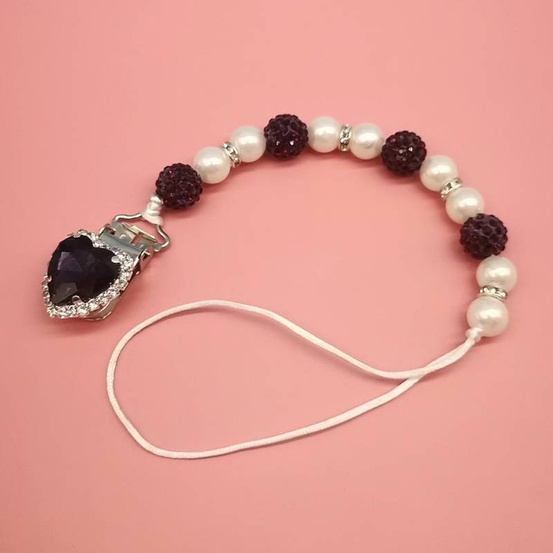 1 Stück Säugling Baby Schnuller Clip Kette Neue Ton Kristall Anti-drop Kette für Baby Junge Mädchen Herz Nippel Clip kette Baby Zeug von Joom DACH