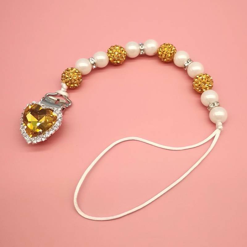 1 Stück Säugling Baby Schnuller Clip Kette Neue Ton Kristall Anti-drop Kette für Baby Junge Mädchen Herz Nippel Clip kette Baby Zeug von Joom DACH